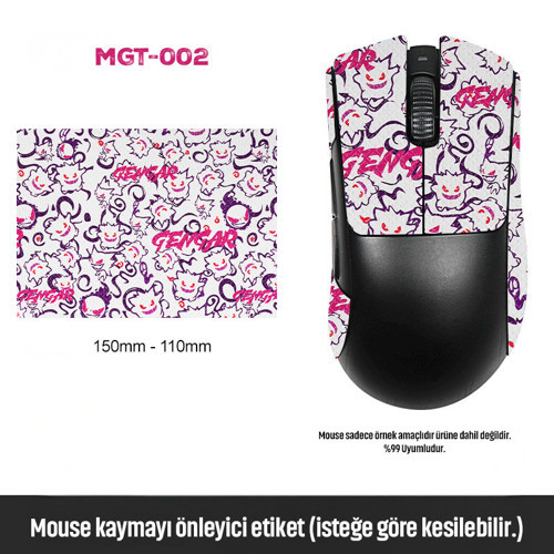 Mouse Tape Kaydırmaz Etiket – Kesilebilir Yapışkanlı Mouse Kayma Önleyici Bant 150×110 mm MGT-002