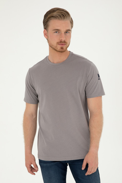 Erkek Koyu Gri Basic Tişört50284618-VR080