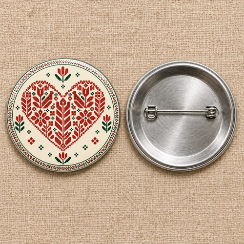 Tatreez Kalbi | Filistin Temalı 58 mm İğneli Rozet