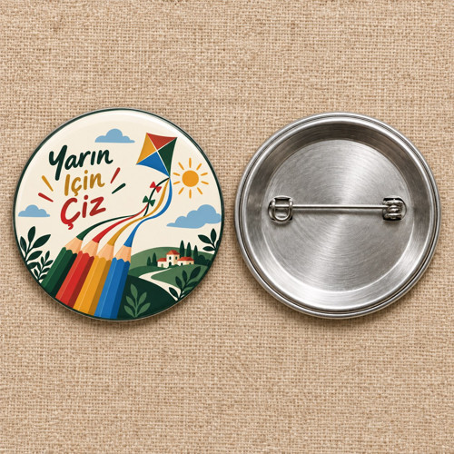 Yarın İçin Çiz | Filistin Temalı 58 mm İğneli Rozet