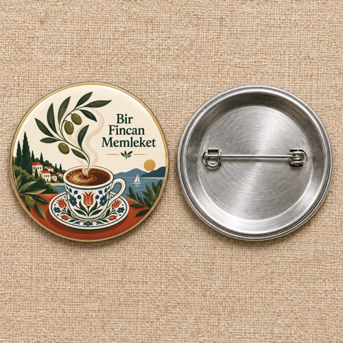 Bir Fincan Memleket | Filistin Temalı 58 mm İğneli Rozet