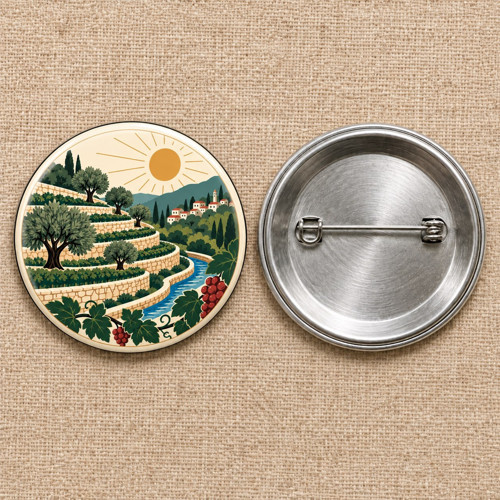 Battir Terasları | Filistin Temalı 58 mm İğneli Rozet