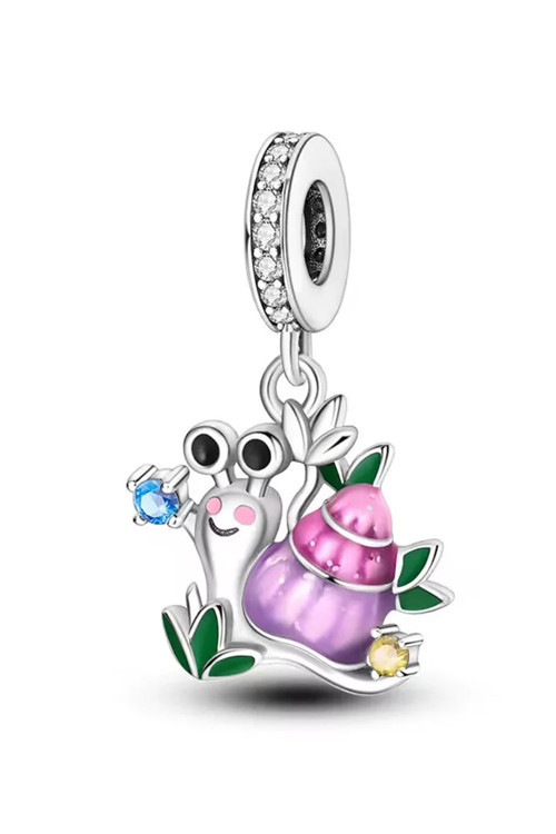 Sevimli Salyangoz Sallantılı Gümüş Charm
