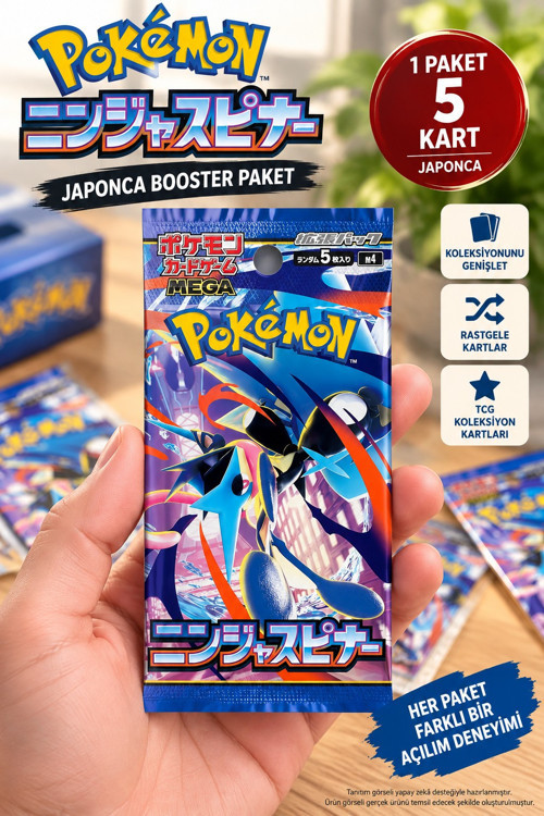 Pokémon Ninja Spinner Japonca Booster Paket 5 Kart TCG Koleksiyon Kartı - 1 PAKET