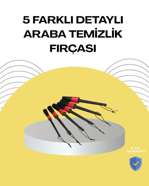 5 Boy Fırçalı Araba Temizlik Seti-Derin Temizlik Sağlayan Yumuşak Fırçalar - GGGGGG3025-6943