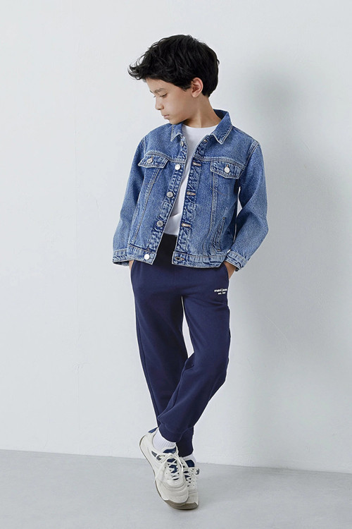 Regular Fit Normal Bel Lastikli Paça Erkek Çocuk Eşofman Altı 6010042-84371 KOYU LACIVERT