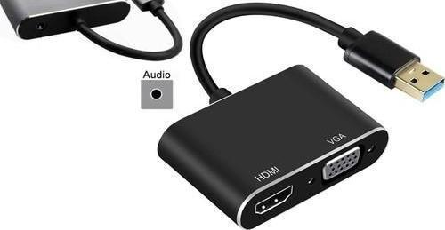 Zr702 USB 3.0 To HDMI VGA 3.5mm 1080P Monitör Çevirici Adaptör