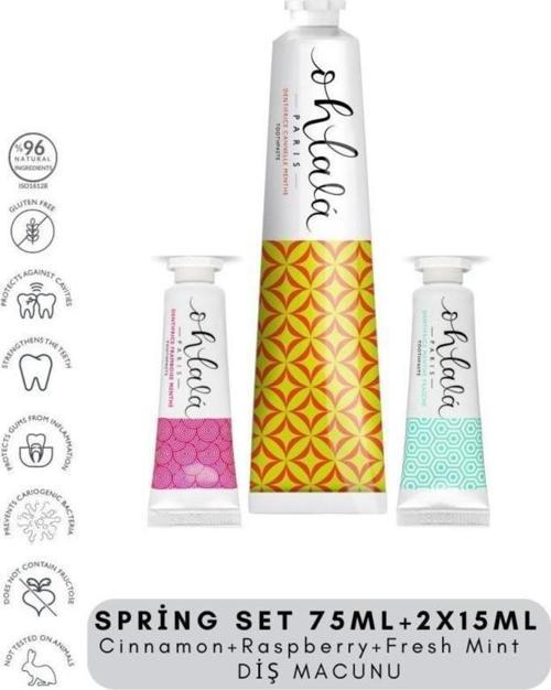 Ohlala Cinnamon 75 ml+Fresh Mint 15 ml+Raspberry Mint 15 ml Spring Diş Bakım Set