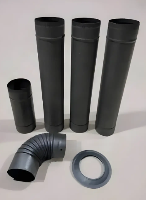 6 PARÇA SOBA BORU SETİ MAT SİYAH - ANTRASİT (3 TAM BOY - 1 YARIM BOY - 1 DİRSEK - 1 AYNA) 0.40MM