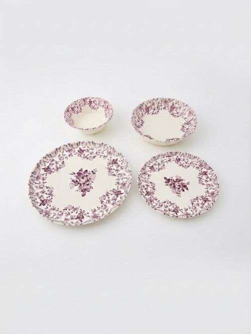 Porselen 24 Parça Yemek Takımı Vintage Desen Rose Garden