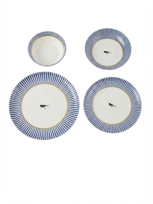Porselen 24 Parça Yemek Takımı Vintage Desen Royal Blue