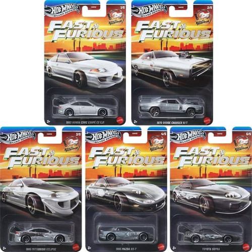 Silver Series Fast & Furious 5'li Set Supra RX-7 Eclipse Civic Charger