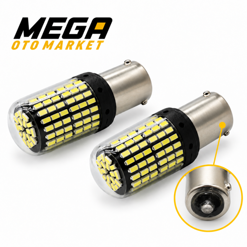 12V 93 Tip 144 LED Beyaz Oto Ampul 2 ADET – Stop, Fren ve Sinyal LED Lambası