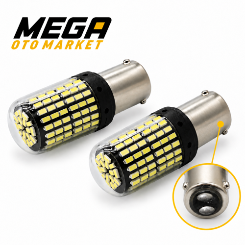 12V 1016 144 LED Beyaz Oto Ampul 2 ADET – Stop, Fren ve Sinyal LED Lambası