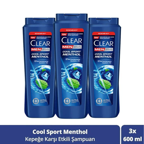 Men Şampuan Cool Sport Menthol 600 ml x 3 Adet