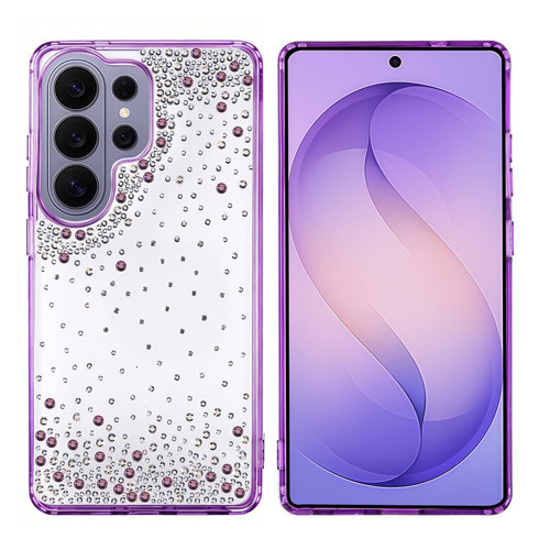 Galaxy S26 Ultra Kılıf Kamera Yükseltili Simli Damla Taşlı Silikon