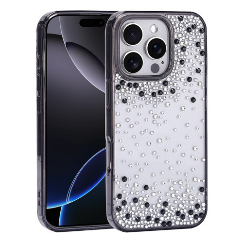 iPhone 16 Pro Kılıf Kamera Yükseltili Simli Damla Taşlı Silikon