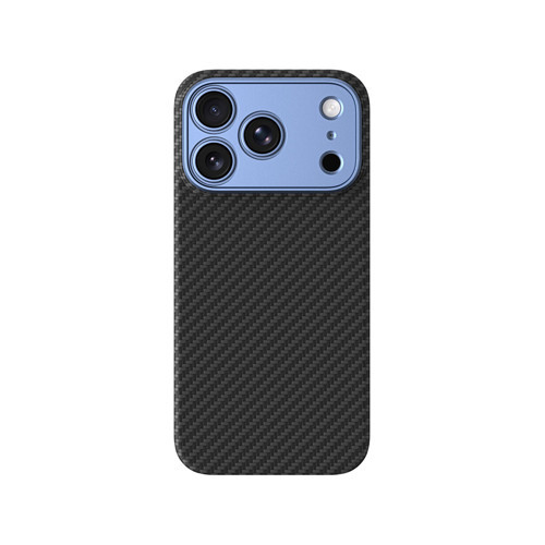 iPhone 18 Pro Kılıf M-safe 1500D Aramid Fiber Lens Korumalı Titan Max Karbon Kapak Mavi