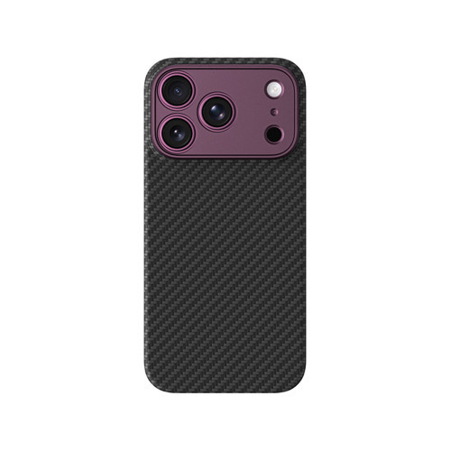 iPhone 18 Pro Kılıf M-safe 1500D Aramid Fiber Lens Korumalı Titan Max Karbon Kapak Mor