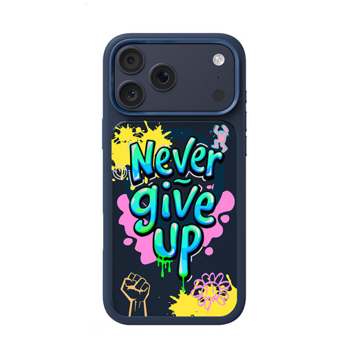 iPhone 18 Pro Max Kılıf M-safe Özellikli 3D Baskılı Tasarım Graffiti Serisi Kapak Lacivert