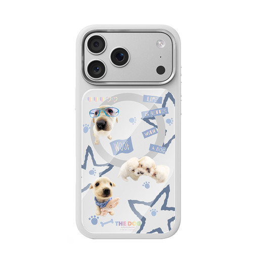 iPhone 18 Pro Uyumlu Kılıf M-safe Özellikli 3D Baskılı Tasarım The Dog Serisi Kapak Beyaz