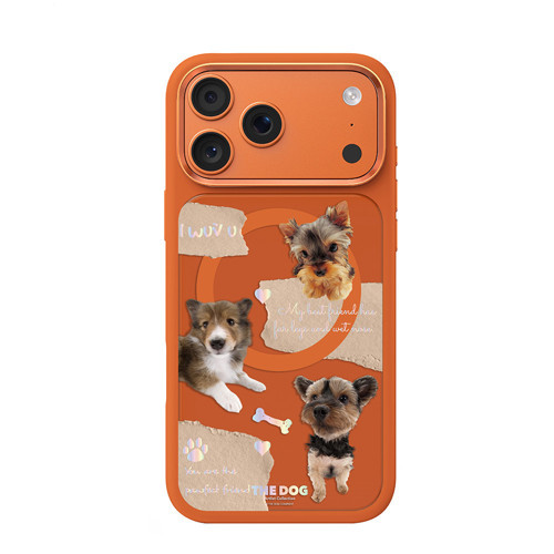 iPhone 18 Pro Uyumlu Kılıf M-safe Özellikli 3D Baskılı Tasarım The Dog Serisi Kapak Turuncu