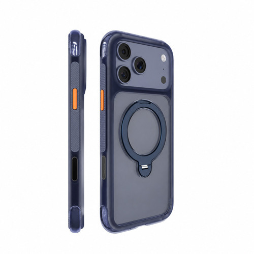 iPhone 18 Pro Kılıf M-safe Özellikli Standlı Airbag Tasarım Air Shield Serisi Kapak Lacivert