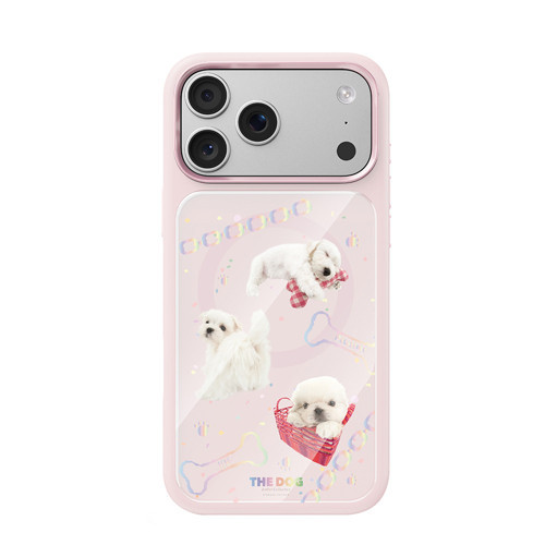 iPhone 18 Pro Max Uyumlu Kılıf M-safe Şarj Özellikli 3D Baskılı The Dog Serisi Kapak Pembe