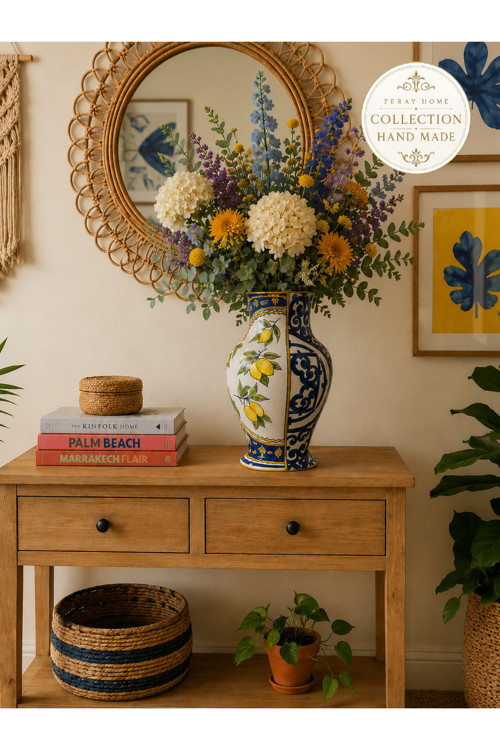 Collection Series Handmade Blue And White Lemon Vase