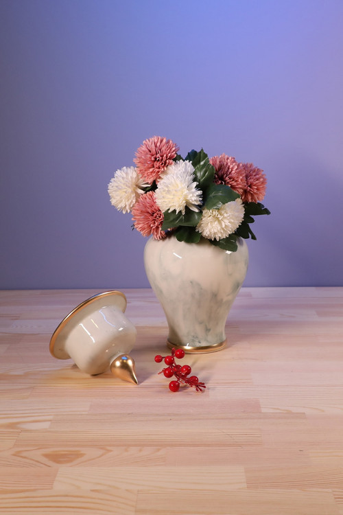 Şah Küp Petrol Yeşil Marble 25 Cm