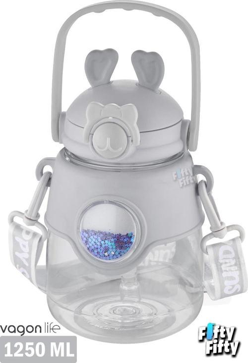 1250 ML Pipetli Büyük Boy Askılı Ve Kulplu Su Matarası -Çıkartma Hediyeli-FFVGN6277-1250ML