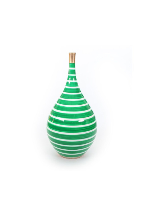 Damla Şişe Dekoratif Vazo Yeşil Bold Zebra 30 Cm