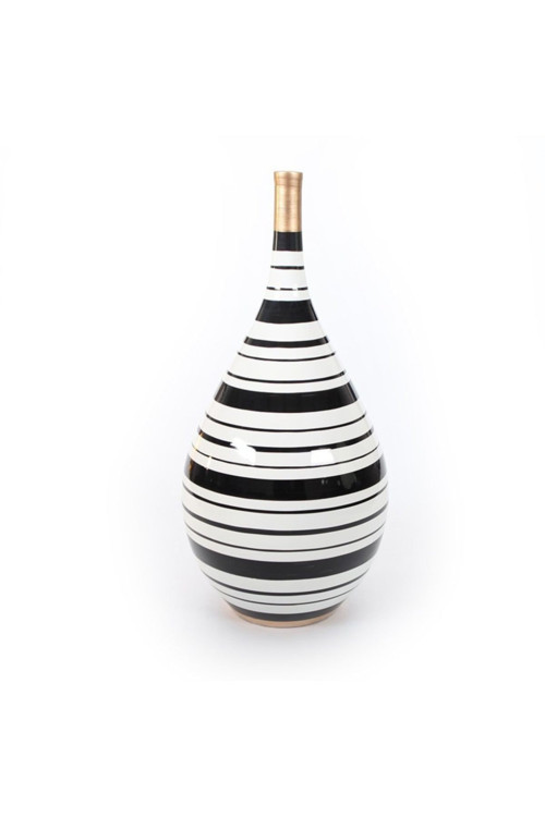 Damla Şişe Dekoratif Vazo Siyah Mix Zebra 20 Cm