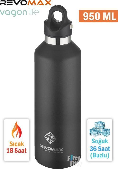 Revomax 950 ML Büyük Kapasiteli Özel Kapak Sistemli 18saat Sıcak/36 Saat Soğuk  Çelik Termos -950ML 