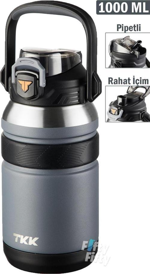 TKK 1000 ML Profesyonel Kamp Matarası/Çelik Termos Çift Kullanım Pipetli/Rahat İçim 12/24 Yalıtım -20311000