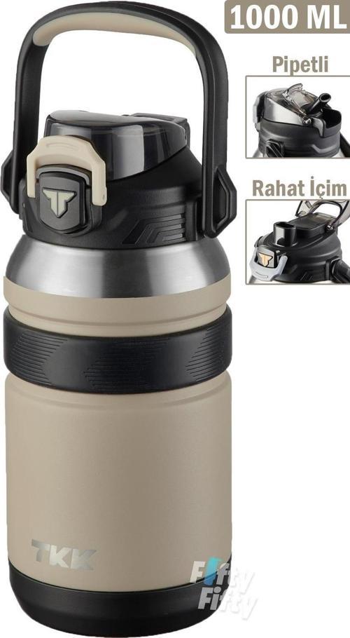 TKK 1000 ML Profesyonel Kamp Matarası/Çelik Termos Çift Kullanım Pipetli/Rahat İçim 12/24 Yalıtım -20311000