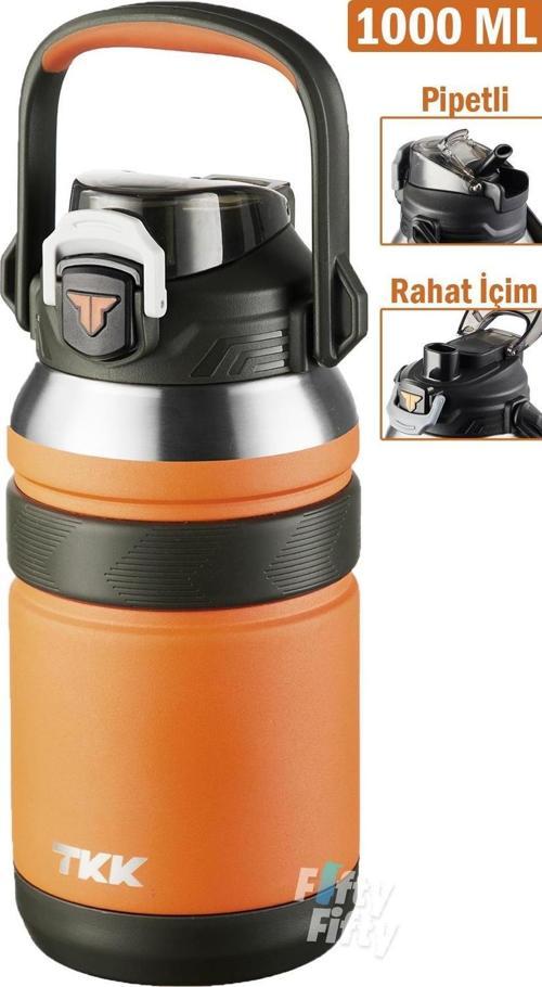 TKK 1000 ML Profesyonel Kamp Matarası/Çelik Termos Çift Kullanım Pipetli/Rahat İçim 12/24 Yalıtım -20311000