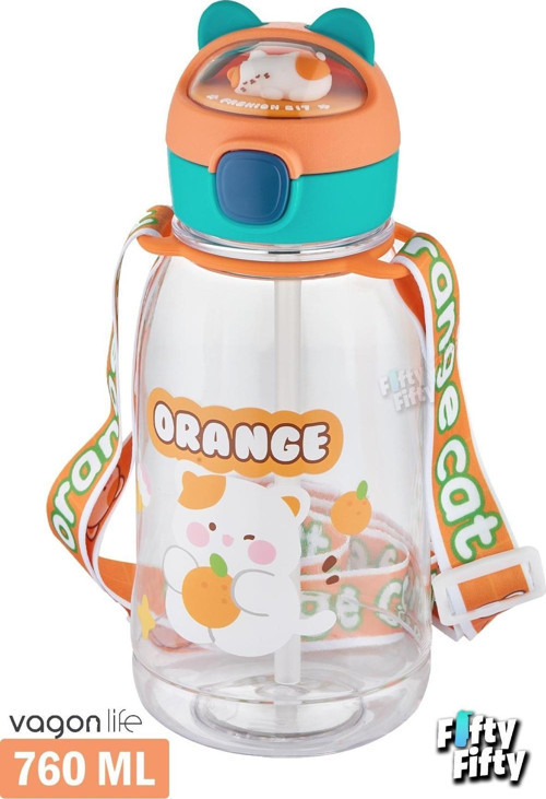 Pipetli 760 ML Boyun Askılı Çocuk Su Matarası 3D Hayvan Figürlü-FFVGN2021-760ML