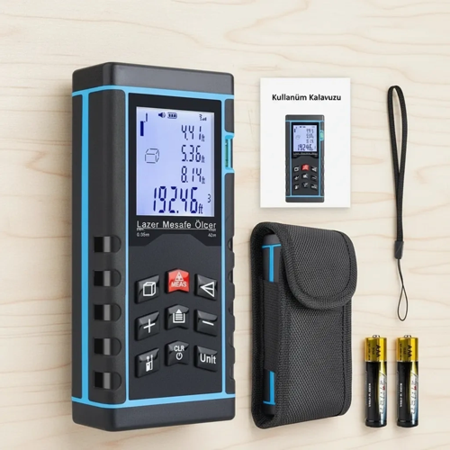 zeyta12 40 Metre Hassas Lazermetre Ölçer Lcd Dijital Ekran Su Terazili Lazerli Mesafe Ölçüm Cih