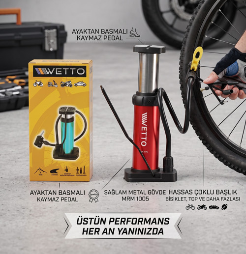 Bisiklet - Motosiklet - Otomobil Hava Ayak Pompası Dışı Metal Karışık Renk