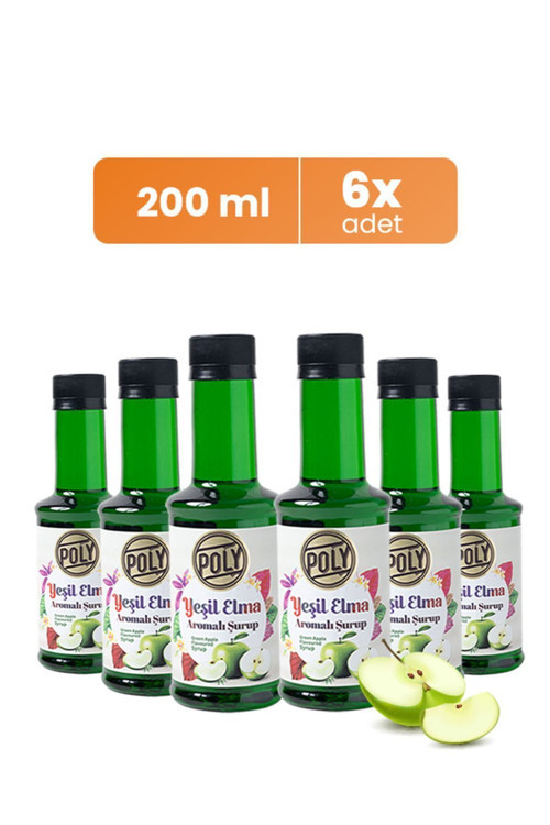 6'Lı Yeşil Elma Aromalı Kahve Şurubu 200 Ml. ( 6X200Ml.)