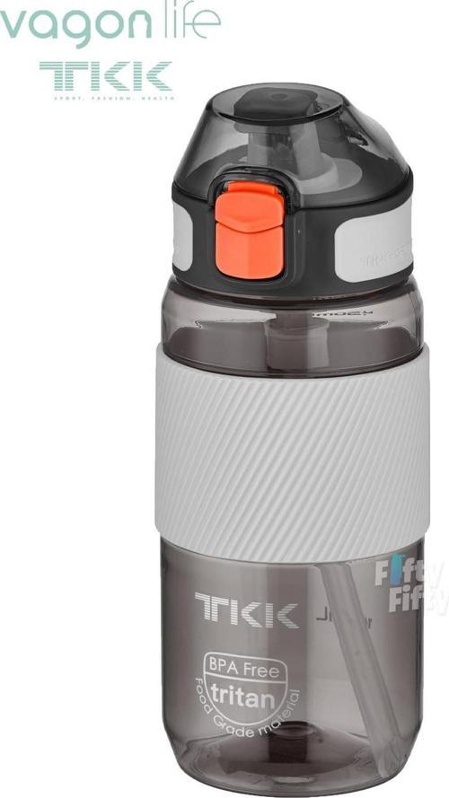 TKK 500 ML Kalın Isırılamaz Pipetli Bpa İçermeyen Taşıma Kulplu Tritan Su Matarası FFTKK1003-500ML