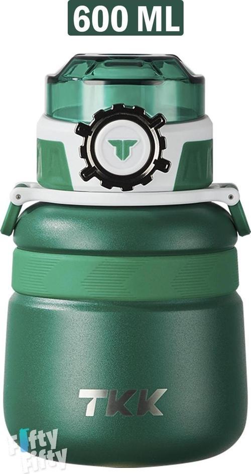 TKK 600 ML Çelik Su Matarası Çift Kullanım Pipetli/Rahat İçim 12 Saat Sıcak/24 Saat Soğuk Termos -2029-600ml