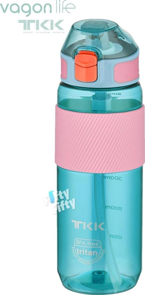 TKK 700 ML Kalın Isırılamaz Pipetli Bpa İçermeyen Taşıma Kulplu Tritan Su Matarası FFTKK1003-700ML