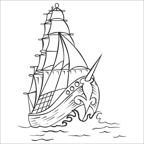 YELKENLİ TEKNE FOLYO STİCKER 130cm Uzunluk