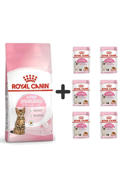 Kitten Sterilised Kısırlaştırılmış Yavru Kedi Maması 2 Kg + 6 Adet Yaş Mama