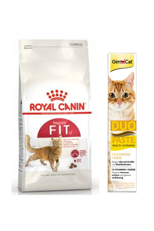 Fit 32 Yetişkin Kedi Kuru Maması 2 Kg + Gimcat Duo Paste Peynirli Multi Vitamin 50gr