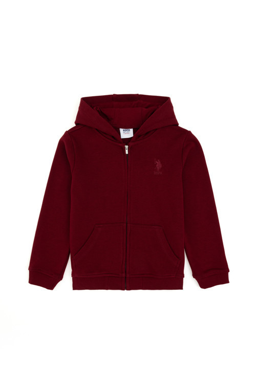 Erkek Çocuk Bordo Basic Fermuarlı Sweatshirt 50289144-VR014