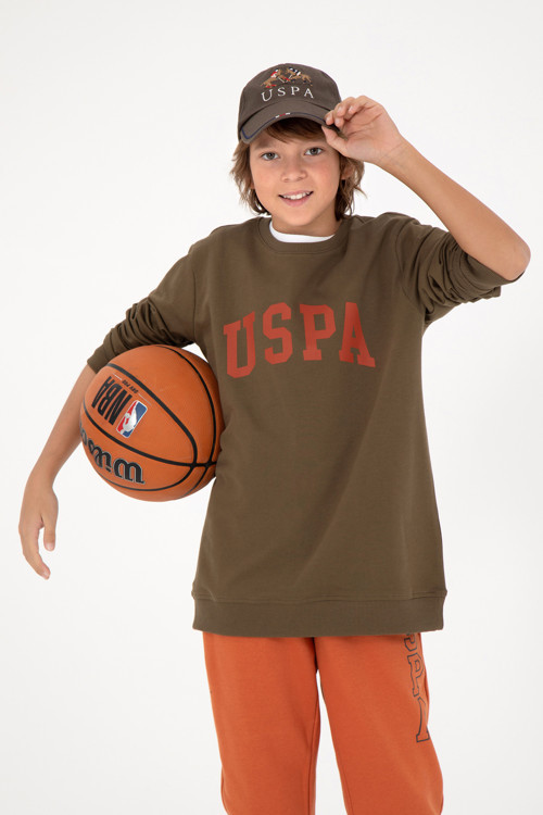 Erkek Çocuk Haki Basic Bisiklet Yaka Sweatshirt 50293474-VR027