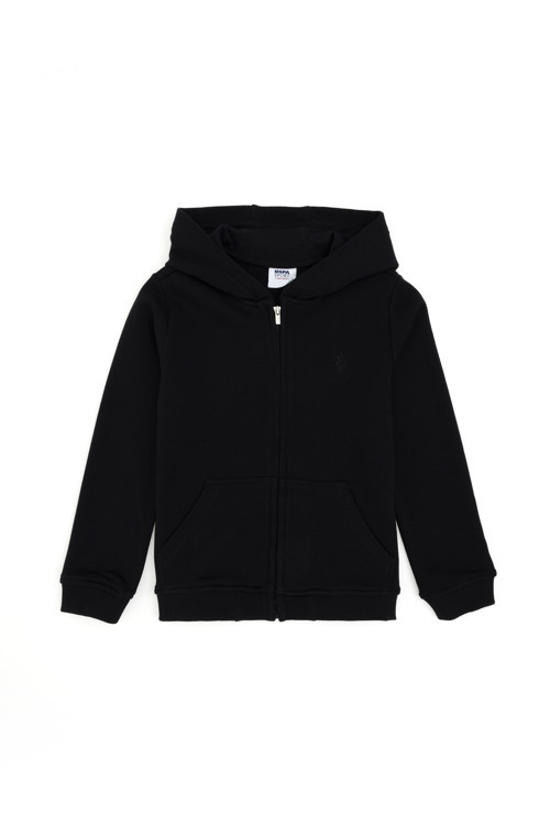 Erkek Çocuk Siyah Basic Fermuarlı Sweatshirt 50289144-VR046